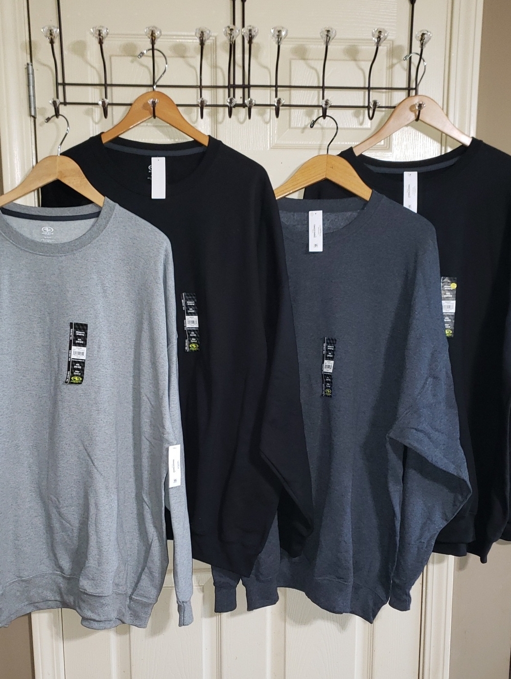 BUNDLE FOUR (4) Athletic Works Men Crewneck Sweatshirts Black, Lt Gray, Dk Gray